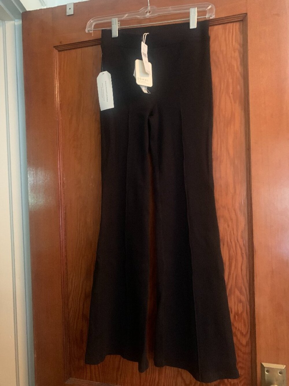 NWT DONNI. The Rib Kick Flare Pants in Black